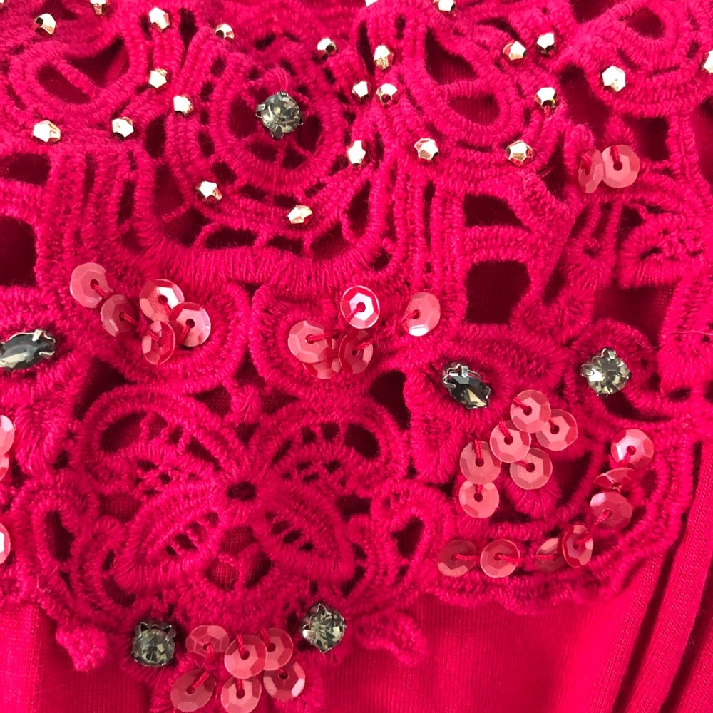 EXPRESS Pink Tank Spaghetti Rhinestone Adjustable - Picture 4 of 11